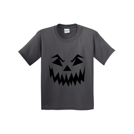 Trendy Usa 972 Youth T Shirt Scary Halloween Pumpkin Face Jack O Lantern Small Charcoal - double face pumpkin roblox amino