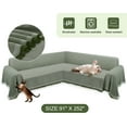 thumbnail image 3 of HDCAXKJ Washable L Shape Sofa Covers Reversible Sectional Couch Covers Corner Sofa Slipcovers Blankets Sofa Cover for Living Room Home Decor,91"x252",Avocado Green, 3 of 10
