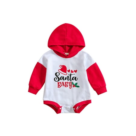 

Kids Baby Boys Girls Christmas Romper Long Sleeve Crew Neck Letters Print Bodysuit for Casual Daily