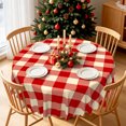 thumbnail image 2 of Vintage Buffalo Check Round Tablecloth,70 Inch,Christmas Washable Table Cover for Holiday Party Kitchen Dinning Decor, 2 of 6