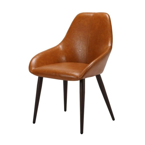 Ensemble de 2 Chaises de Salle à Manger Modernes en PU Rembourré Brun Beige