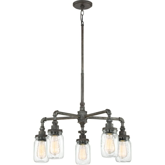 Quoizel SQR5005RK Squire 26" 5-Light Clear Glass Chandelier in Rustic Black