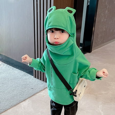 

Hunpta Toddler Kids Baby Girls Boys 3D Cartoon Frogs Hoodies Zipper Mouth Hooded Pullover Sweatshirt With Large Pocket