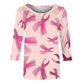 thumbnail image 4 of Abomasnow Breast Cancer Shirts for Women Casual 3/4 Sleeve Crew Neck Breast Cancer Awareness T-Shirts Pink Ribbon Graphics Breast Cancer Survivor Tees, 4 of 5