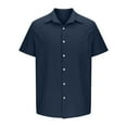 thumbnail image 4 of DPTALR George Men's Cotton Linen Short Sleeve,Casual Lightweight Button Down,Vacation Beach Summer Tops with Pocket,Dark Blue,Big and Tall Men L, 4 of 6
