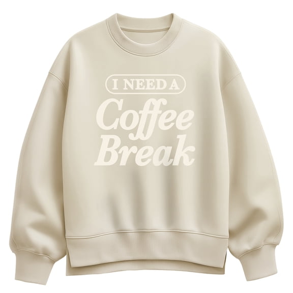 Instant Message - Need Coffee Break - Women's Oversized Fleece Crew Sweatshirt