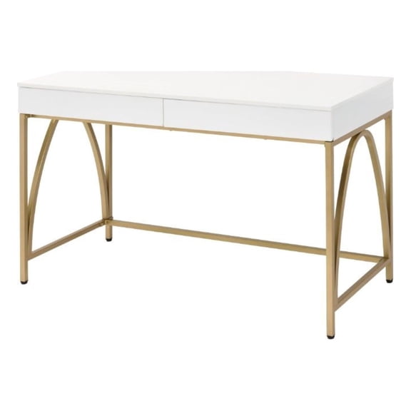 Ergode Desk White High Gloss & Gold