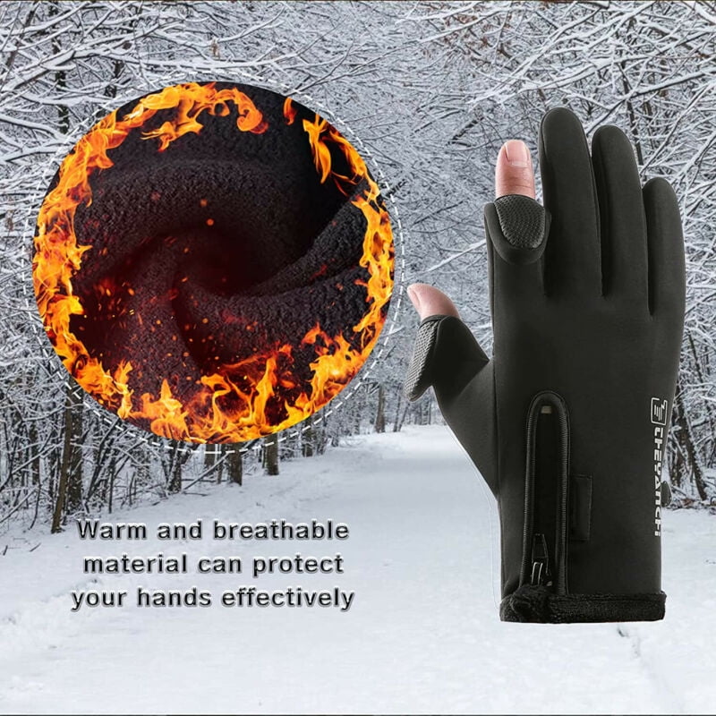 Waterproof Warm Protection Ridding Gloves Fishing Gloves 2 Finger Flip 