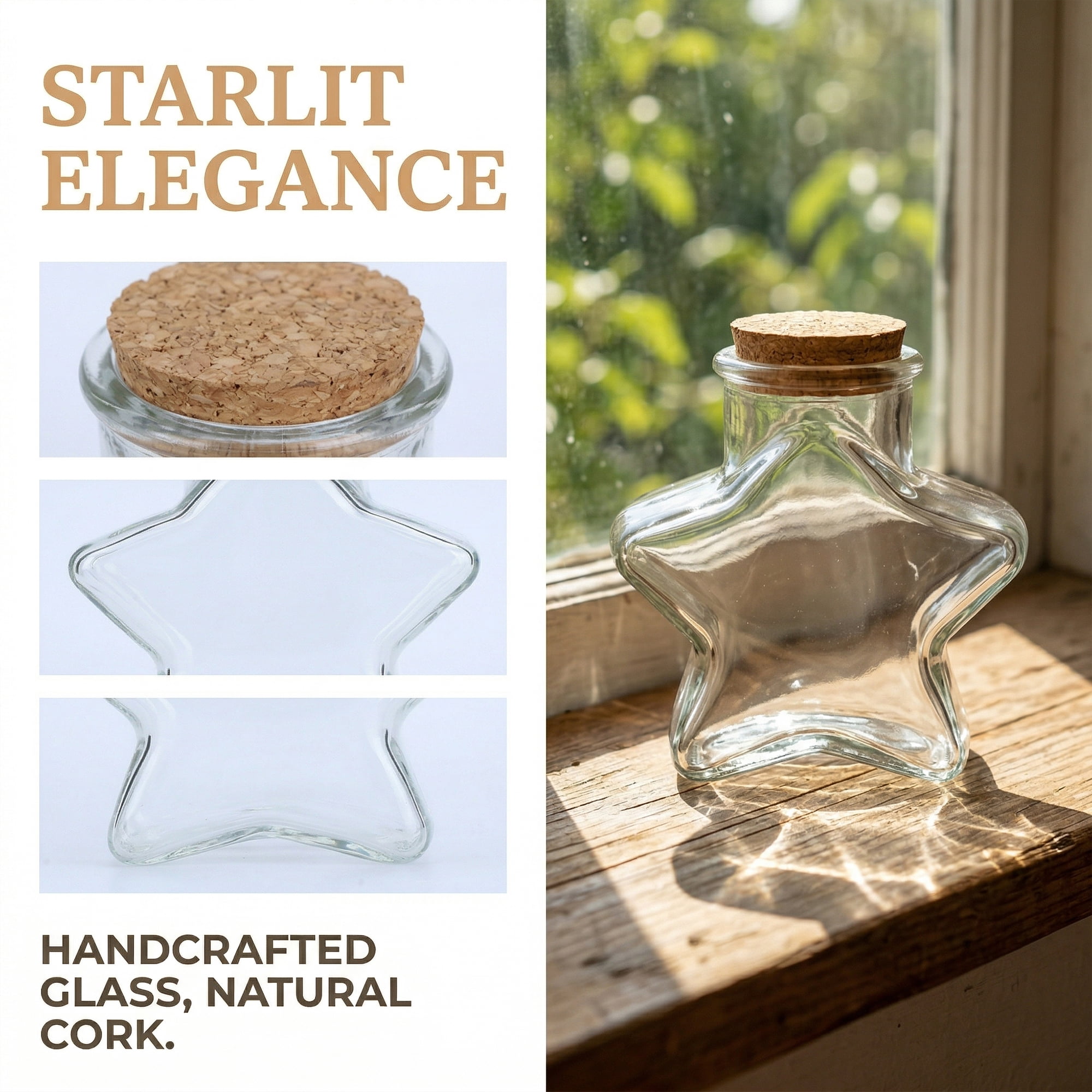Unique Bargains 2pcs Vintage Glass Jars Storage Bottles Star Shaped 4.3"L x 2.4"W x 4.3"H