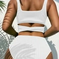 thumbnail image 5 of ANINEO Women Swimwear Solid Color Knit Tight Fitting Backless High Waist 2PCS Swimsuit Comfort Hawaii Summer Tropical Brazilian Beachwear, 5 of 6