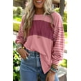 thumbnail image 1 of Women's Peach Blossom Colorblock Striped Bishop Sleeve Top, 1 of 5