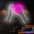 thumbnail image 4 of Handmadetneonsign Hands Holding Camera Neon Sign, Camera Led Sign, Photographer Led Light 94376, 4 of 5