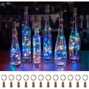 Wine Bottle Lights with Cork, 8 Lighting Modes 12 Pack 20 LED Waterproof Battery Operated Cork Lights, Silver Wire Mini Fairy Lights for Liquor Bottles DIY Party Christmas Wedding Décor Multicolor