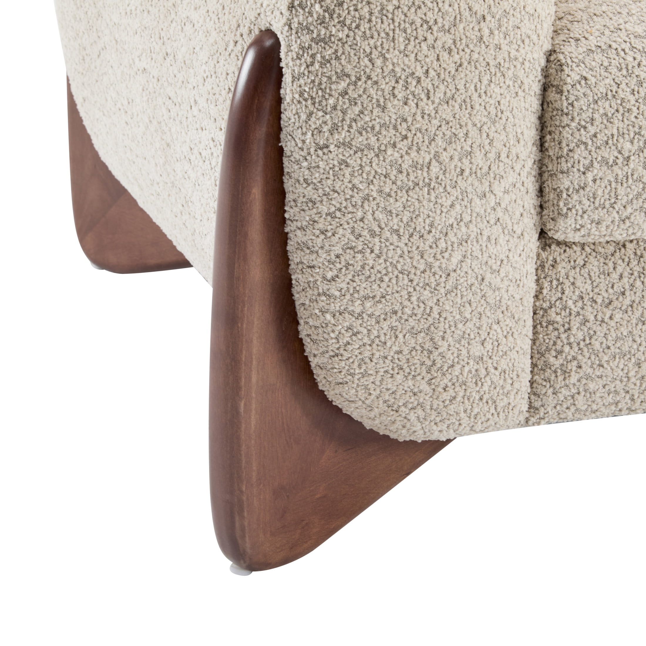 Christopher Knight Home 82" Boucle Sofa, 3-Seater Faux Sherpa Couch with Wood Legs & Curved Design, Almond