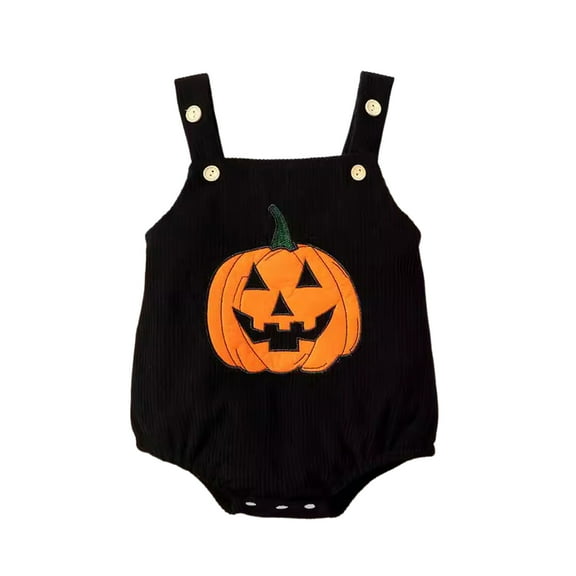 qiiinnHk Baby Boy Girl Halloween Clothes Sweater Romper Pumpkin Ghost Knitted Romper Suspender Jumpsuit Baby Girl Halloween Outfit 3-6 Months,Black