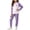 Purple, variant on YUANxueke Girls 2-Piece Fleece Outfit Sets Color Block Long Sleeve Crewneck Top & Cuffed Pant Casual Thermal Loungewear