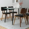 thumbnail image 2 of MidCentury Modern Faux Leather and Wood Dining Chair Black and Walnut, 2 of 4