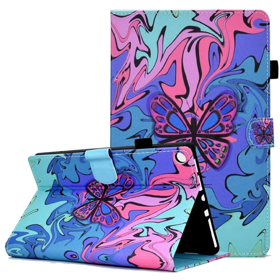 Fire HD 8 Case(8th/7th/6th Gen, 2018/2017/2016 Model), Allytech Premium PU Leather Drop Proof Magnetic Snap Auto Wake Sleep Stand Case Card Wallet Case for Kindle Fire HD 8.0" Old Model,Pink Butterfly