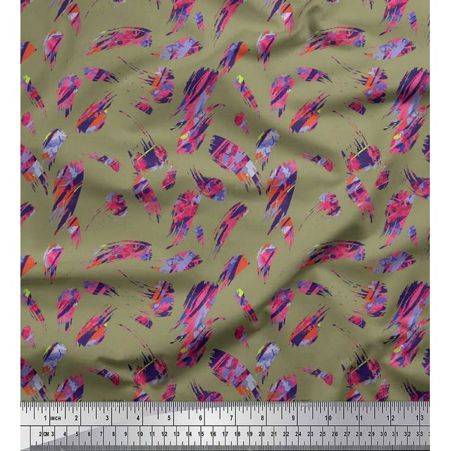 Soimoi Rayon Crepe Fabric Brush Stroke Abstract Print Sewing Fabric Yard 46 Inch Wide