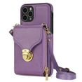 thumbnail image 4 of Nalacover Wallet Case for iPhone 11 Pro Max,with Removable Adjustable Shoulder Strap,PU Leather Back Zipper Pocket Card Holder Stand Purse Shockproof Phone Case for Women Men,Purple, 4 of 10