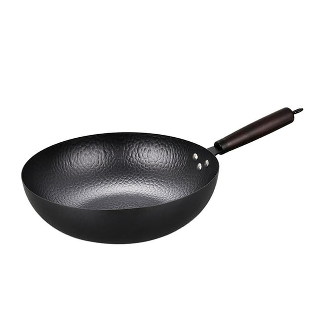 GUOOL Wok Pan Cookware 32cm Wood Handle Pots Gas Pans General Nonstick Coating Honeycomb
