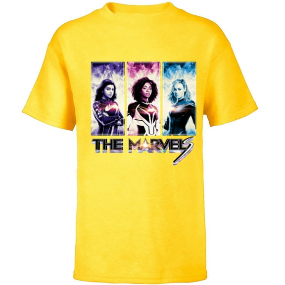Marvel Studios The Marvels Ms. Marvel Photon Captain Marvel - Short Sleeve T-Shirt for Kids - Customized-Yellow