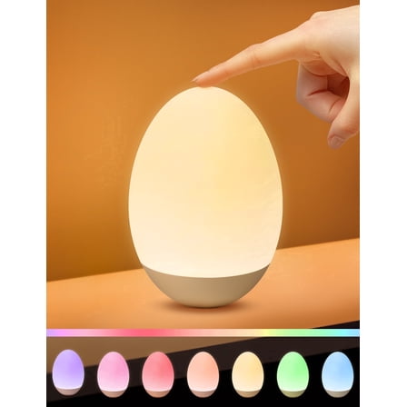 Night Light for Kids, Egg Light for Nursery with 7 RGB Colors Changeable & Stepless Dimming, Rechargeable Breastfeeding Lamp with Touch Control, Portable Night Lights for Babies BPA Free