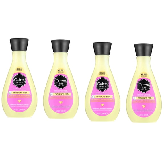 Cutex Care Moisture-Rich Nail Polish Remover with Sweet Almond & Jojoba Oil, 6.7 Fl. Oz. - Pack of 4