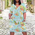 thumbnail image 2 of Easter Bunnies Eggs Pastel Pattern Summer Sundress for Curve Women Casual Pattern Plus Size V Neck Short Sleeve Loose Fit Oversize Dresses, 2 of 5