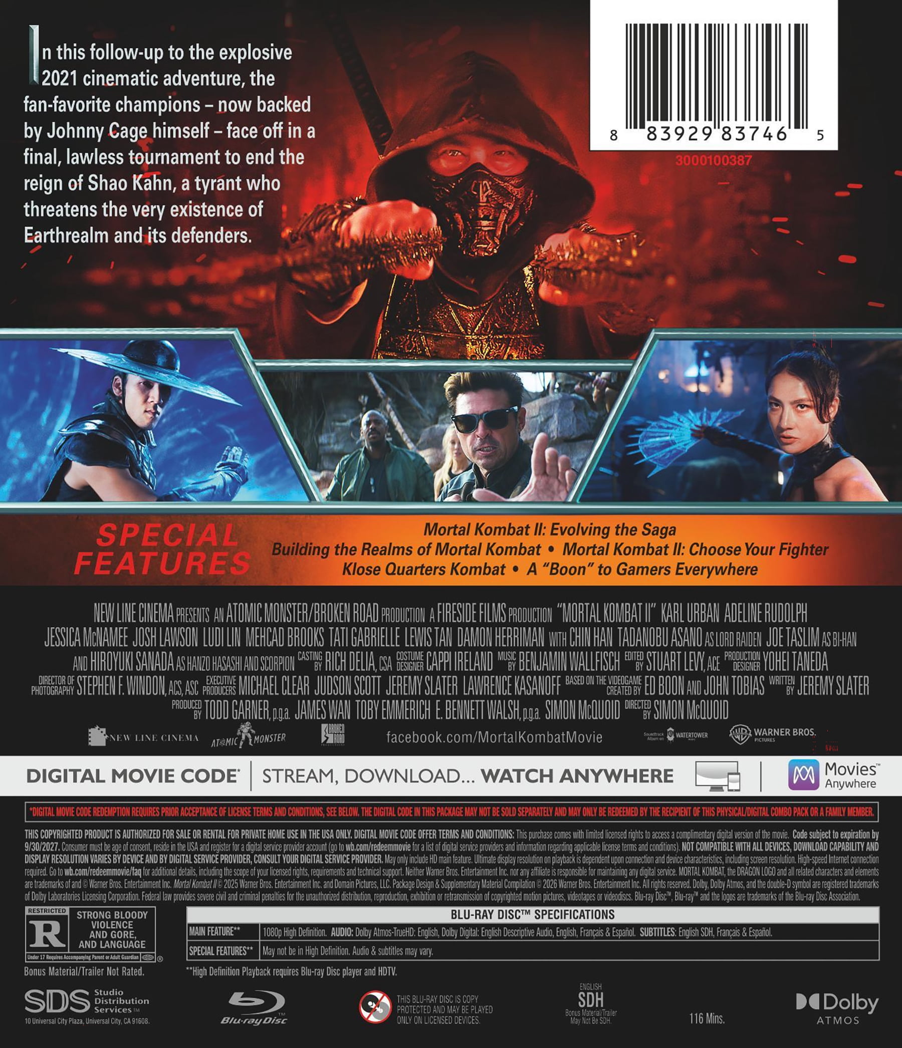 Mortal Kombat II (2026) Blu-ray Plus Digital Copy - Action Movie New Line Cinema