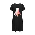 thumbnail image 5 of Sakmal Cloud-Like Sleep Dress for Women Black Plus Size Cute Halloween Sleepshirt Short Sleeve Crew Neck Ghost Print Short Nightgowns S-2XL, 5 of 5