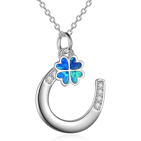 MYSTICPOEM Horseshoe Necklace for Women Sterling Silver Horse Jewelry Gifts for Women 18"