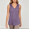 thumbnail image 5 of Qiopertar Womens Tank Tops Hooded V Neck Sleeveless Casual Loose Flowy Lightweight Soft Summer Tops, Purple 3XL, 5 of 7
