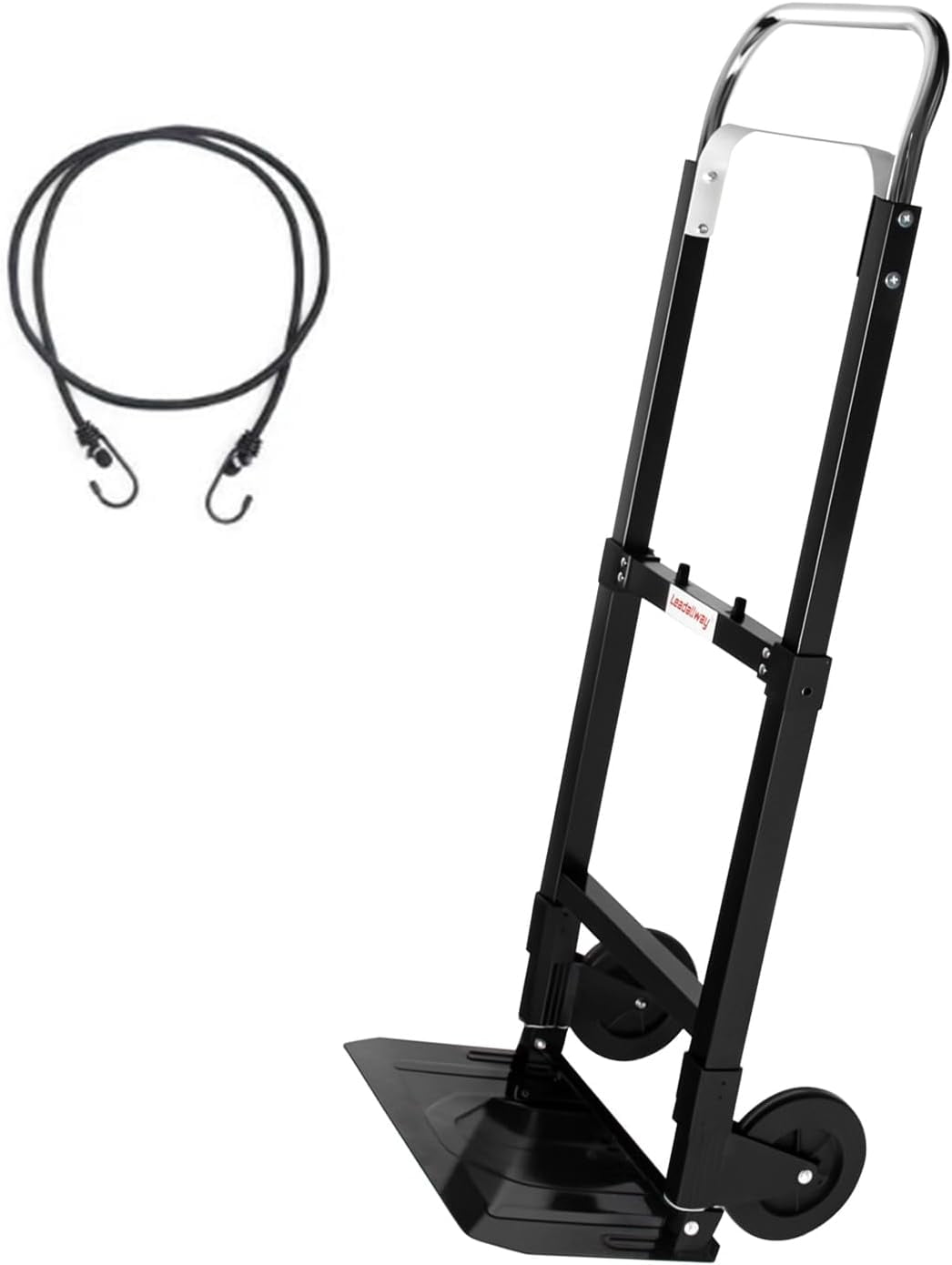 Foldable Hand Truck 220lbs Capacity Heavy Duty Steel Collapsible Utility Cart with TPR Wheels &  Bungee Cord Portable Dolly for Home Office Warehouse