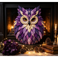 thumbnail image 7 of Fabric Patchwork Owl Wall Hanging DIY Craft Kit Multi‑Layer Cloth Material Set for Assembling Vintage Textured Owl Art Piece for Indoor Wall Decoration (Purple), 7 of 7