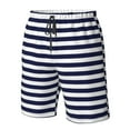 thumbnail image 6 of Uemuo Navy Blue And White Stripes Pattern Men's Swim Trunks Hawaiian Beach Bathing Suit Swimsuits Beach Quick-Dry Shorts with Pockets-3X-Large, 6 of 9