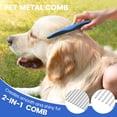 thumbnail image 3 of Double-Sided Pet Grooming Rake - 4-in-1 Professional Pet Grooming Kit, Deshedding Dematting Tool for Dogs, Cats, Extra-Wide Grooming Brush & Deshedder Comb for Long and Short Haired Pets (4PCS Blue), 3 of 14