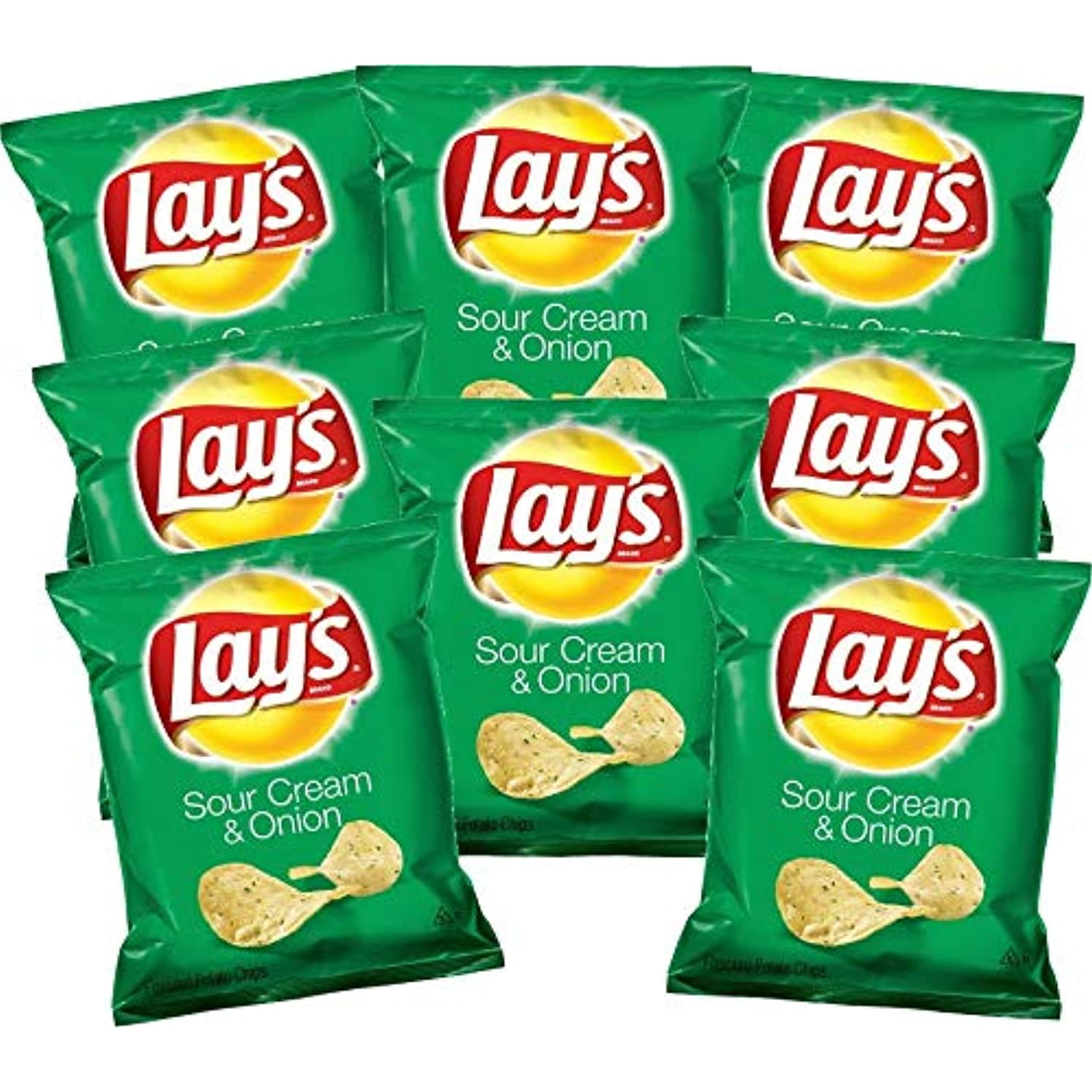Lays Sour Cream & Onion Flavored Potato Chips, 1.5 Ounce Bag (Pack Of 8