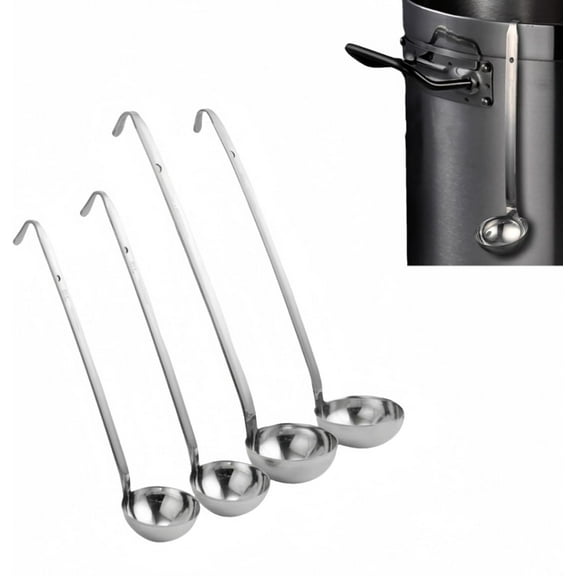 Stainless Steel Ladle Soup Spoon:Stainless Steel Ladle, 2025 Soup Ladle,4Pcs 2 4 6 8 Oz Ladle with Hanging Hook and Portion Control Scale, Ladles for Cooking Serving Stirring Portioning