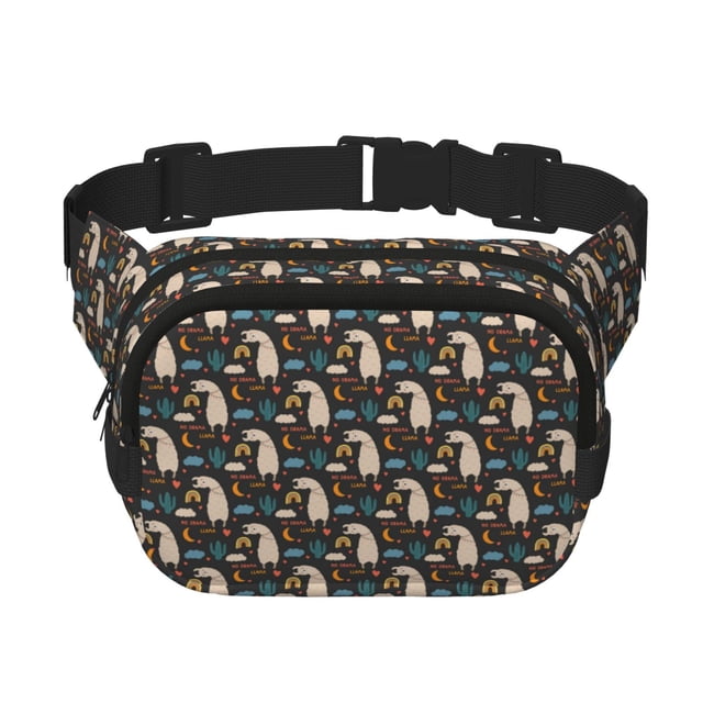 Disketp Cute Alpaca Riñonera de Doble Capa, Bolsa de Cintura Ajustable para Viajes, Correr y Senderismo, Riñonera Ligera para Hombre y Mujer