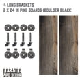 thumbnail image 3 of 24 in. x 7.5 in. x 6.75 in. Boulder Black Restore Wood Wall Shelving with Industrial Steel Pipe L- Brackets, 3 of 9