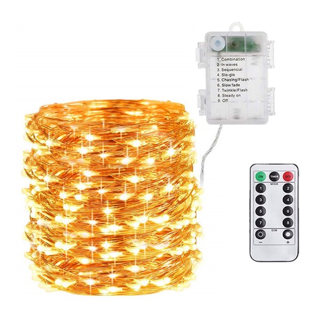 Caja de batería impermeable LED de 10 m Cadena de alambre de cobre Luz de hadas (luz cálida) Lamparas Tmvgtek Para estrenar