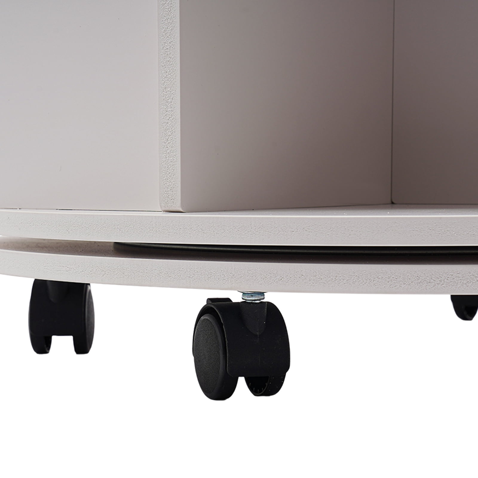 Wildnix Four-Tier Rotating Bookshelf with Stainless Steel Circular Base, &nbsp; Wheels, and Baffles for Organizing Books and Magazines in Style