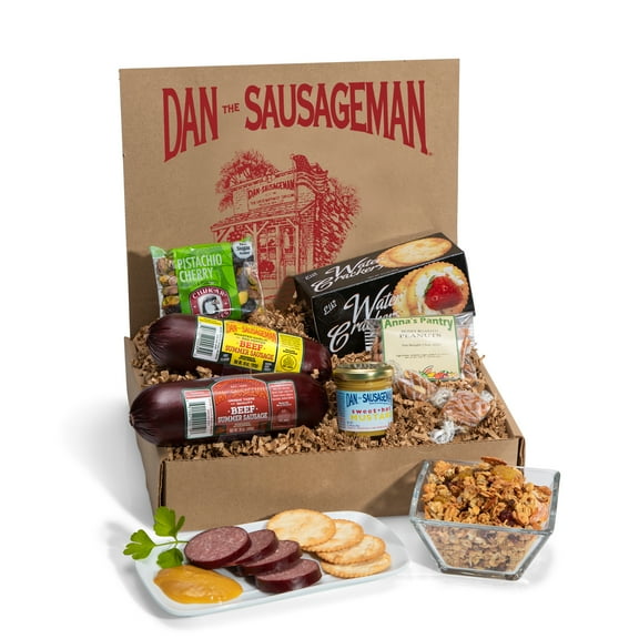 Dan the Sausageman's Cascade Gift Set with Smoked Sausage, Granola, and Sweet Hot Mustard