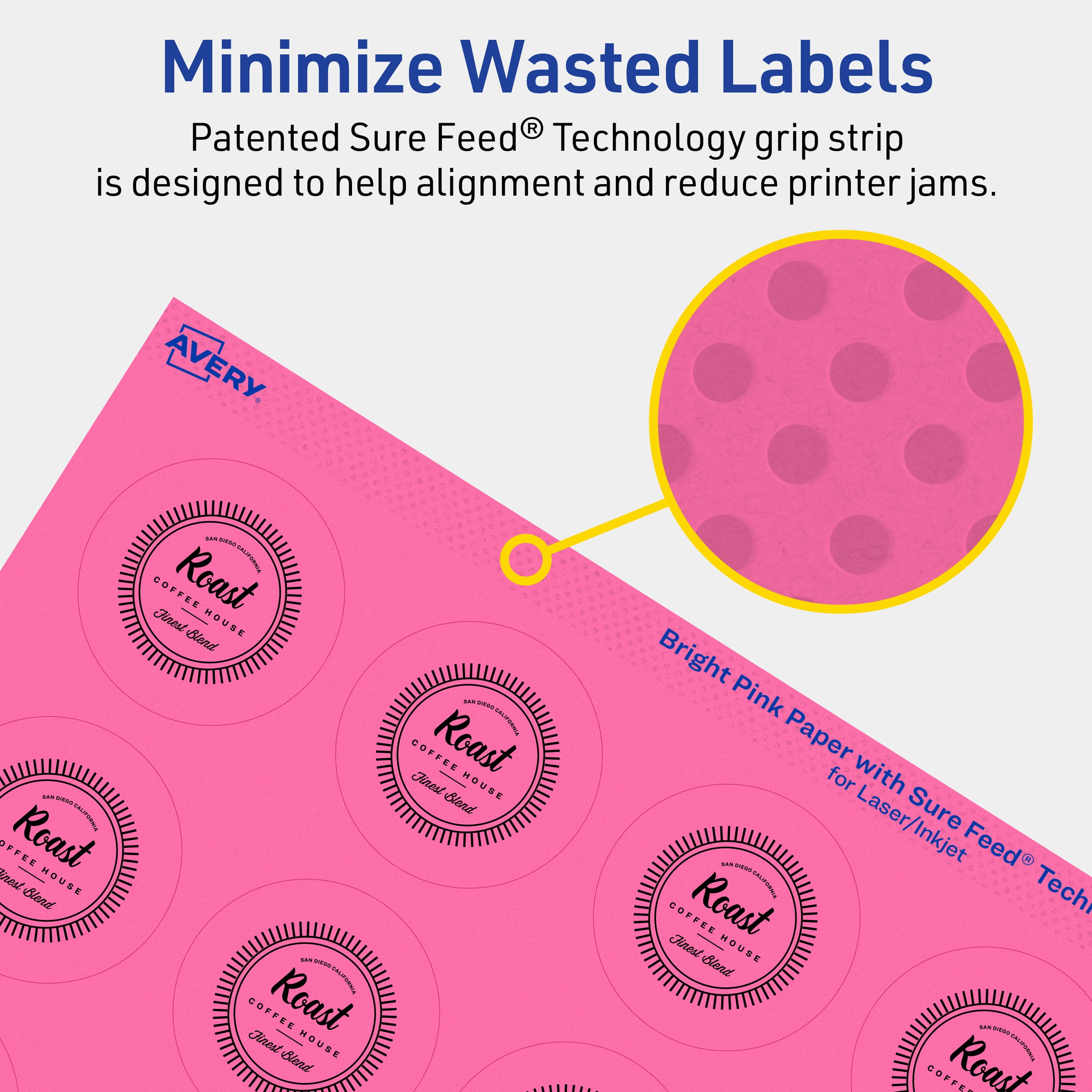 Avery Printable Round Labels, Bright Pink, 1.75" Diameter, 800ct