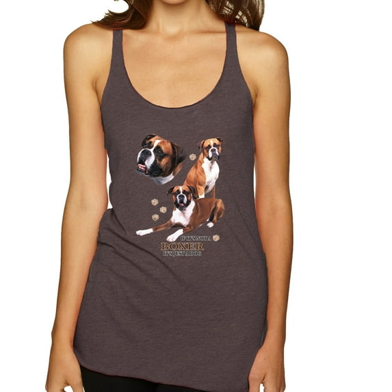 If It's Not a Boxer It's Just a Dog Gift | Womens Dog Lover Premium Tri-Blend Racerback Tank Top, Brown, Medium