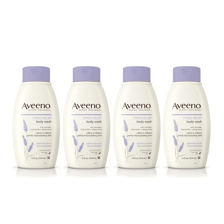 - (4 Pack) Aveeno Stress Relief Body Wash with Lavender & Chamomile, 12 fl. oz