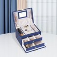 thumbnail image 4 of GUOOL Box Organizer with Mirror Drawers for Earrings Blue, 4 of 7