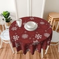 thumbnail image 2 of Round Christmas Tablecloth 60 Inch Winter Dark Red and White Snowflakes Print Table Cloth Xmas Holiday Decoration Table Covers for Party Dining Kitchen Home Picnic Camping Patio, 2 of 6