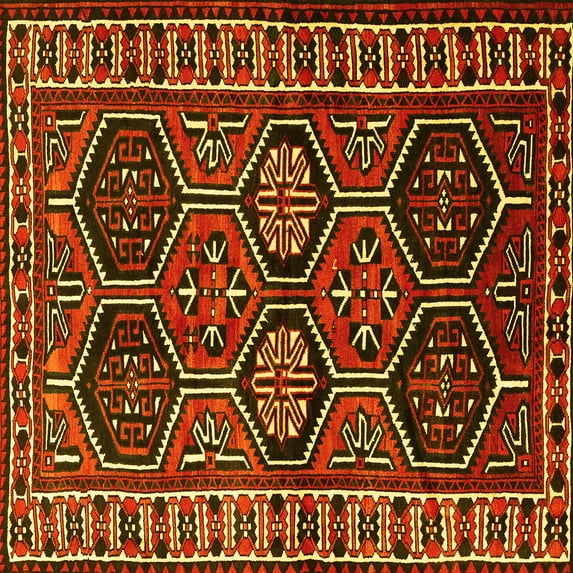 Ahgly Company Indoor Square Persian Yellow Traditional Area Rugs, 3' Square